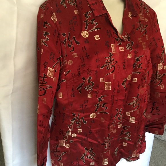 Chico’s size 3 oriental silk/rayon button-down - Picture 3 of 5
